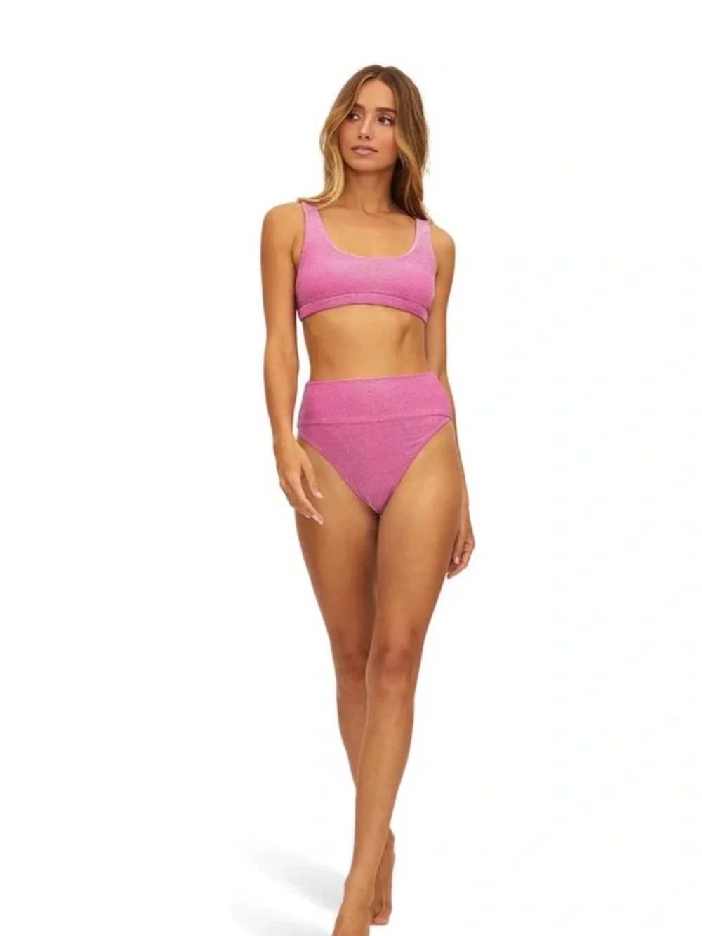 Beach Riot Hot Pink Ribbed Bikini Set - Picture 1 of 6